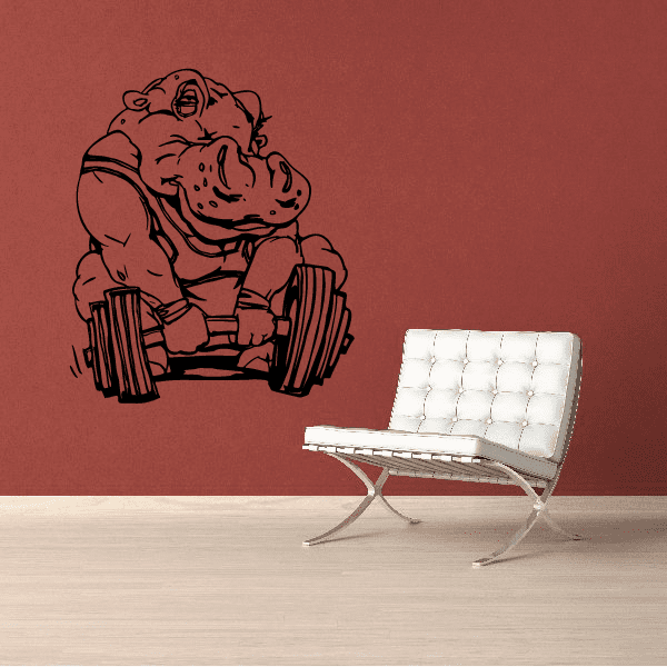 Hippo deadlifting weight bar decal