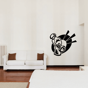 Gym wall decal of a black arm holding a dumbbell in an action pose
