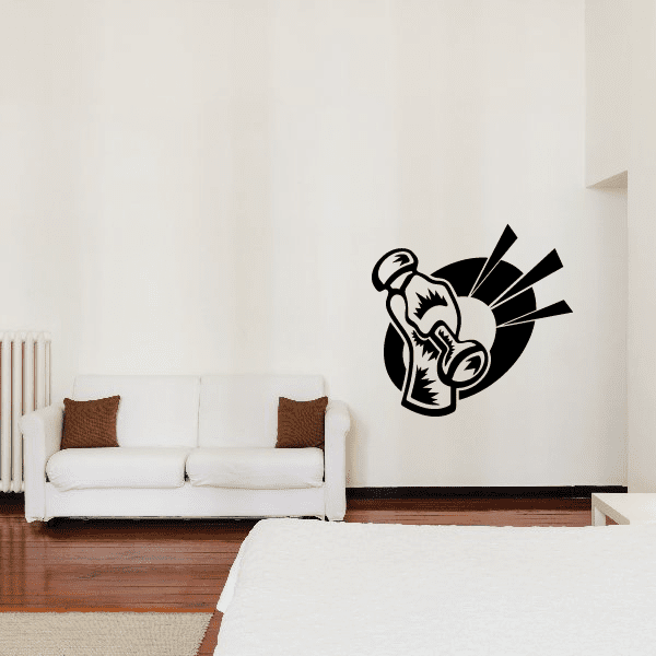 Gym wall decal of a black arm holding a dumbbell in an action pose