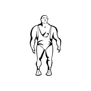 Bodybuilder standing wall decal with bold black line art of a muscular man