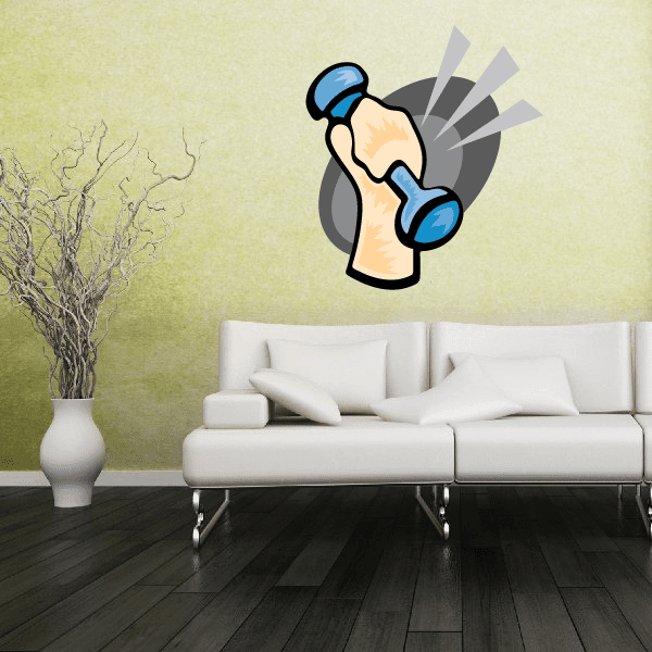 Weight lifting dumbbell wall decal vinyl sticker, die-cut design
