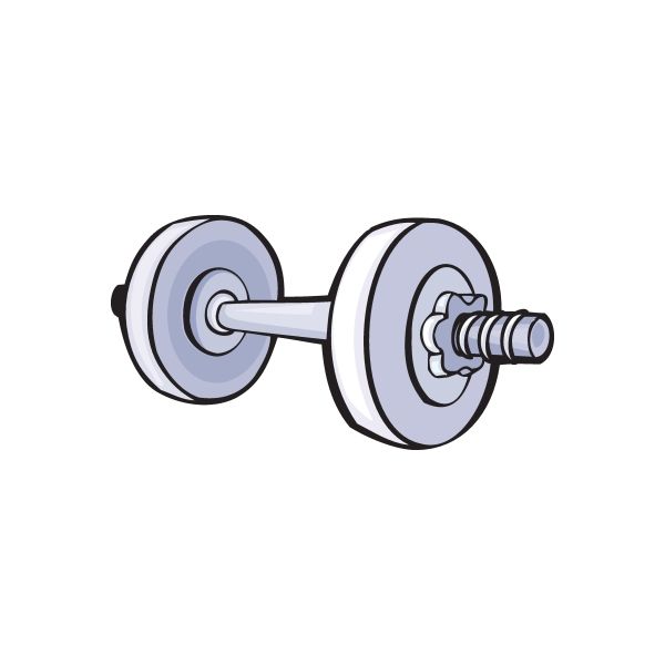 Barbell and weight plates vinyl die-cut decal sticker, light blue and gray