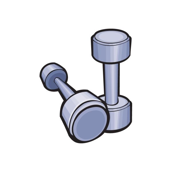 Weight lifting dumbbell vinyl decal sticker, blue and gray 3D design