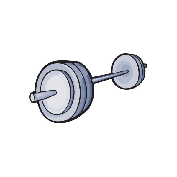 Barbell weight decal sticker with blue-gray plates and silver bar