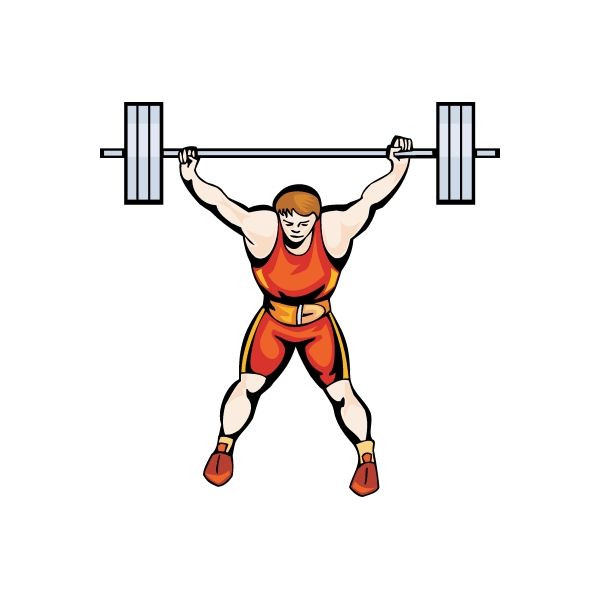 Weightlifting wall decal sticker with cartoon woman lifting a barbell overhead