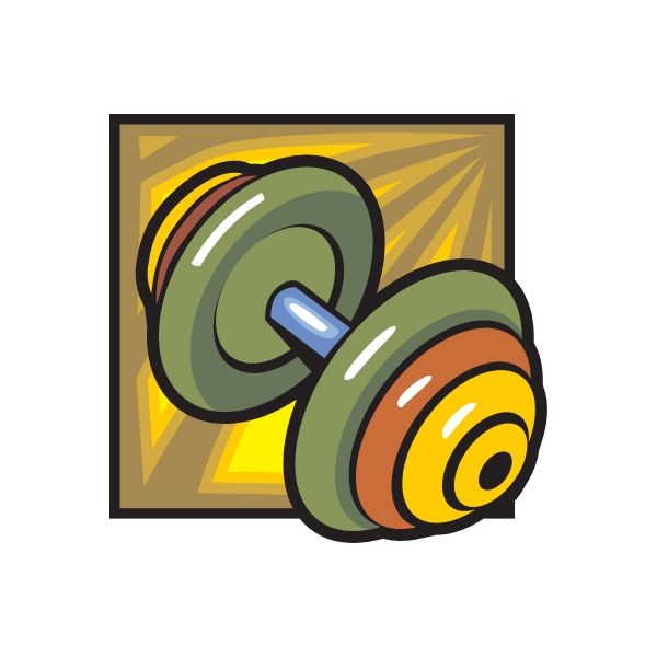 Weight lifting barbell wall decal sticker with green bar and multicolor weight plates