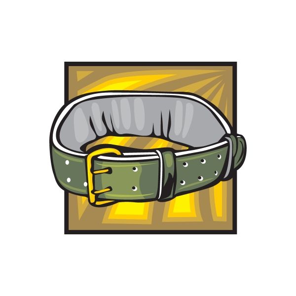 Weightlifting wall decal sticker of green lifting belt with gray buckle
