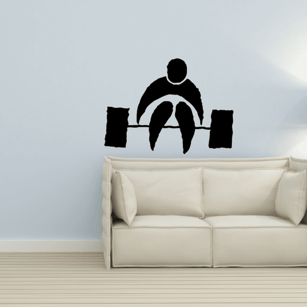 Weightlifting illustration decal with black weightlifter holding a barbell