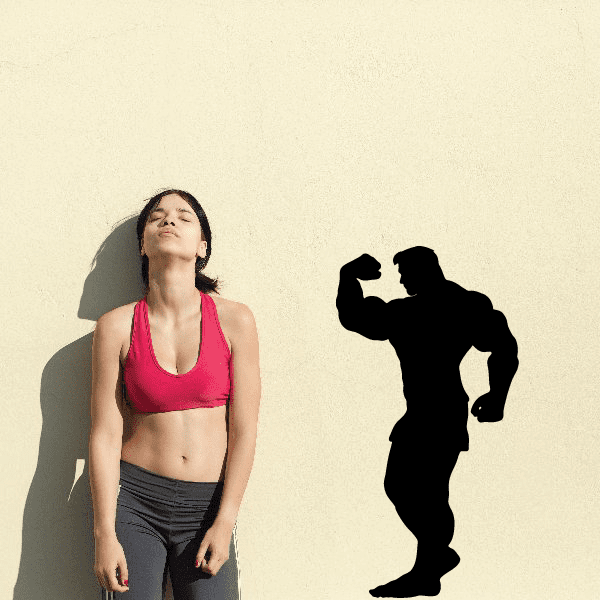 Weightlifting vinyl wall decal with a black flexing lifter silhouette holding a weight
