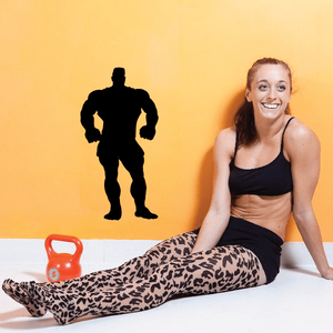 Weightlifting vinyl wall decal with black lifter silhouette