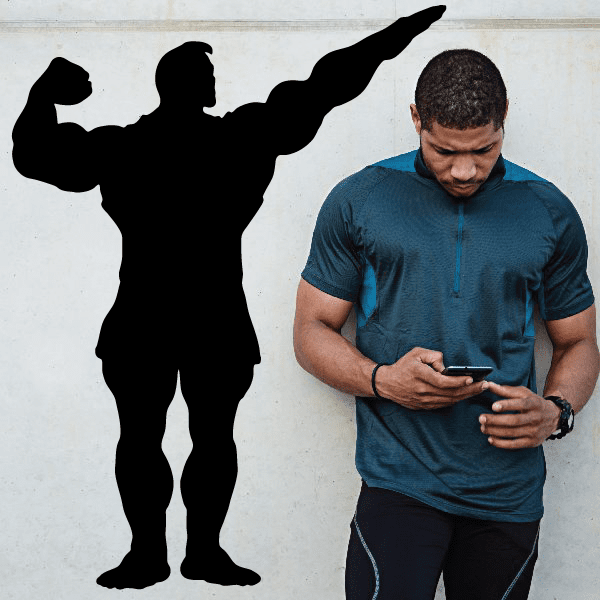 Black weightlifter wall decal vinyl silhouette with arms raised.