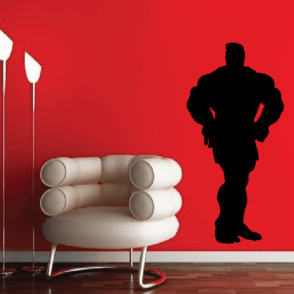 Weightlifting wall decal with black weightlifter silhouette