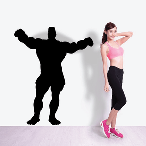 Weightlifting wall decal: black weightlifter silhouette in lifting pose