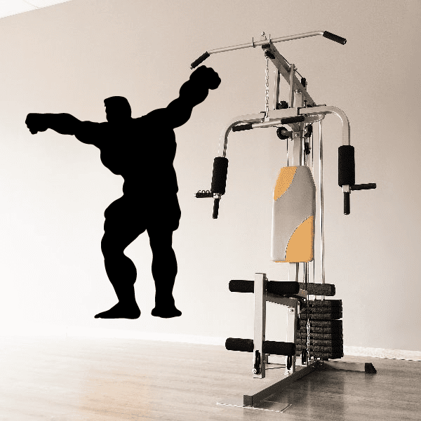 Weightlifting wall decal: black silhouette of lifter holding barbell overhead