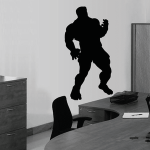 Weightlifting wall decal, black weightlifter silhouette lifting on a wall