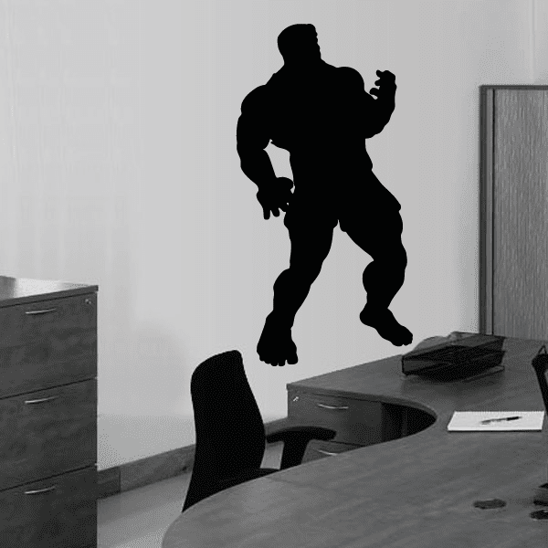 Weightlifting wall decal, black weightlifter silhouette lifting on a wall