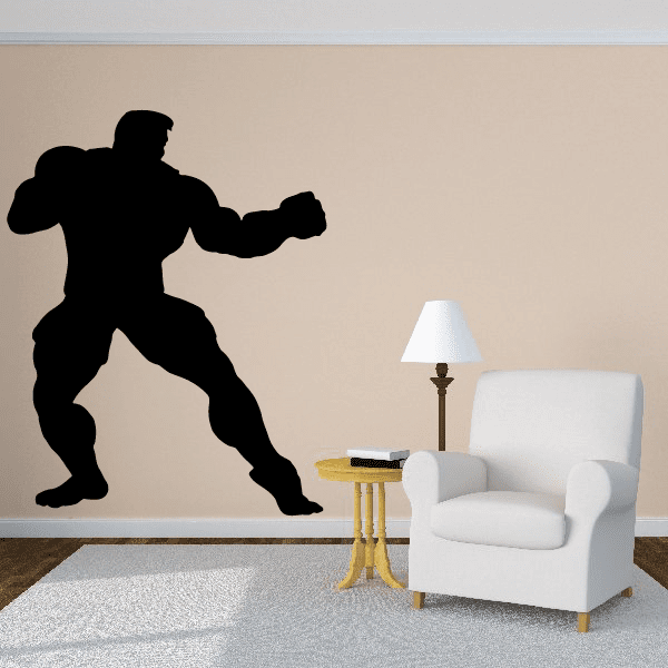 Weightlifting wall vinyl decal with black weightlifter silhouette in mid-stance