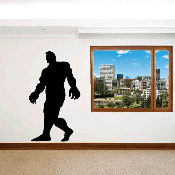Weightlifting wall decal vinyl sticker featuring a black weightlifter silhouette
