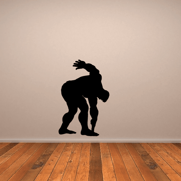 Black weightlifter silhouette wall decal with barbell