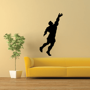 Weightlifting wall decal featuring a black lifter silhouette with arms raised