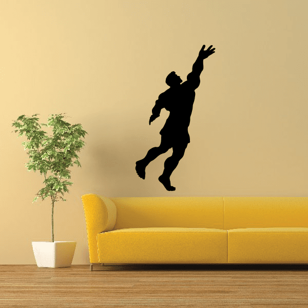 Weightlifting wall decal featuring a black lifter silhouette with arms raised