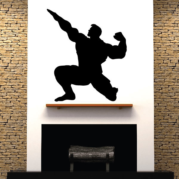 Weightlifting wall decal featuring black weightlifter silhouette