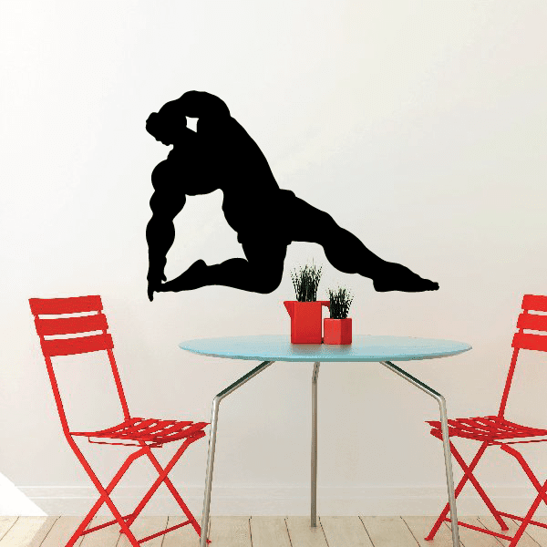 Weightlifting wall decal: black weightlifter silhouette on vinyl