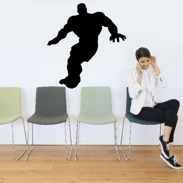 Weightlifting wall decal vinyl: black weightlifter silhouette in action pose