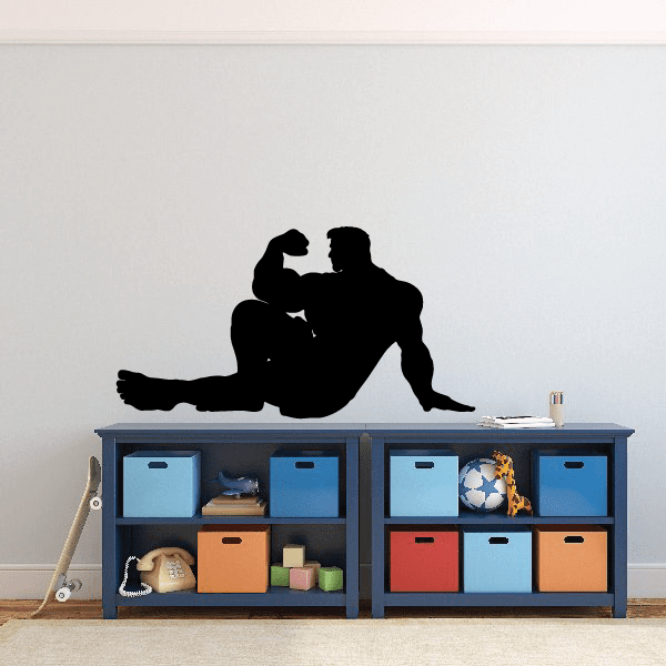 Black weightlifting barbell silhouette wall decal vinyl sticker of a lifter pose