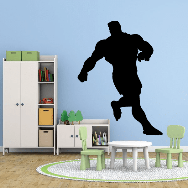 Weightlifting wall vinyl decal of black silhouette lifter in dynamic pose