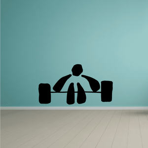 Weightlifting wall decal of lifter with barbell, black silhouette