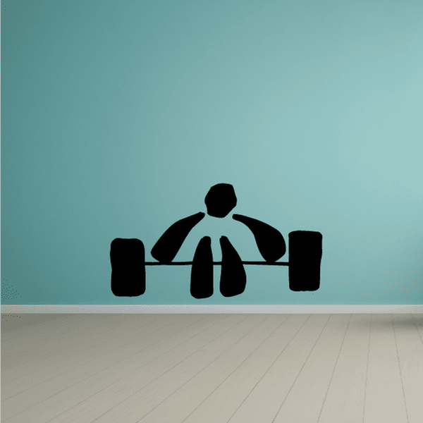 Weightlifting wall decal of lifter with barbell, black silhouette