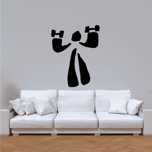 Weightlifting wall decal with black weightlifter holding barbell, vinyl
