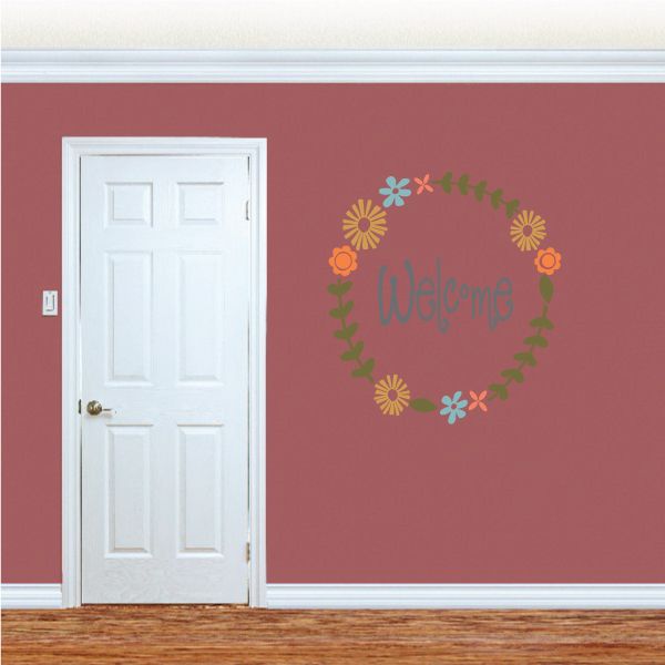 Image of Welcome Flower Circle Printed Die Cut Decal