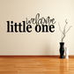 Welcome little one wall decal with script lettering and small branch accents