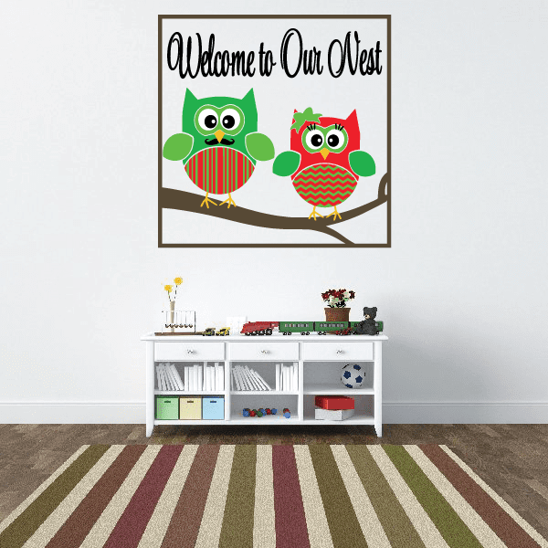 Image of Welcome To Our Nest Christmas Owl Decal