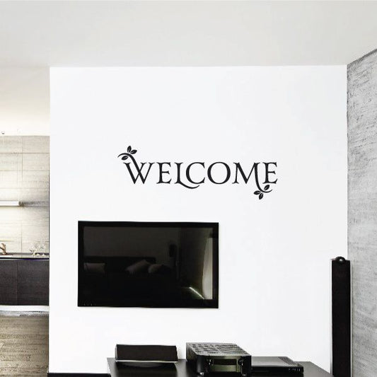 Image of Welcome with Leaves Wall Decal