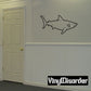 Well Fed shark wall decal, black outline fish with open mouth and fins