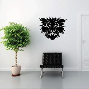 Werewolf mask decal, black snarling head graphic