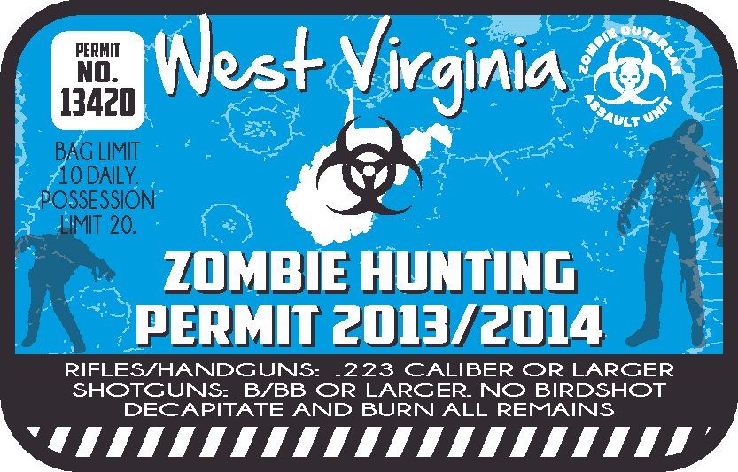 Image of West Virginia Zombie Hunting Permit Sticker