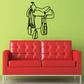 Western horse saddle decal featuring a standing cowboy on a saddle horse