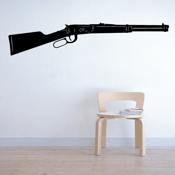Rifle decal sticker showing black western long gun silhouette