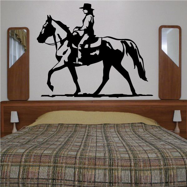 Image of Western Rodeo Cowboy Riding Horse Decal