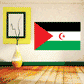 Western Sahara flag sticker, red triangle, black band, green field with star and crescent