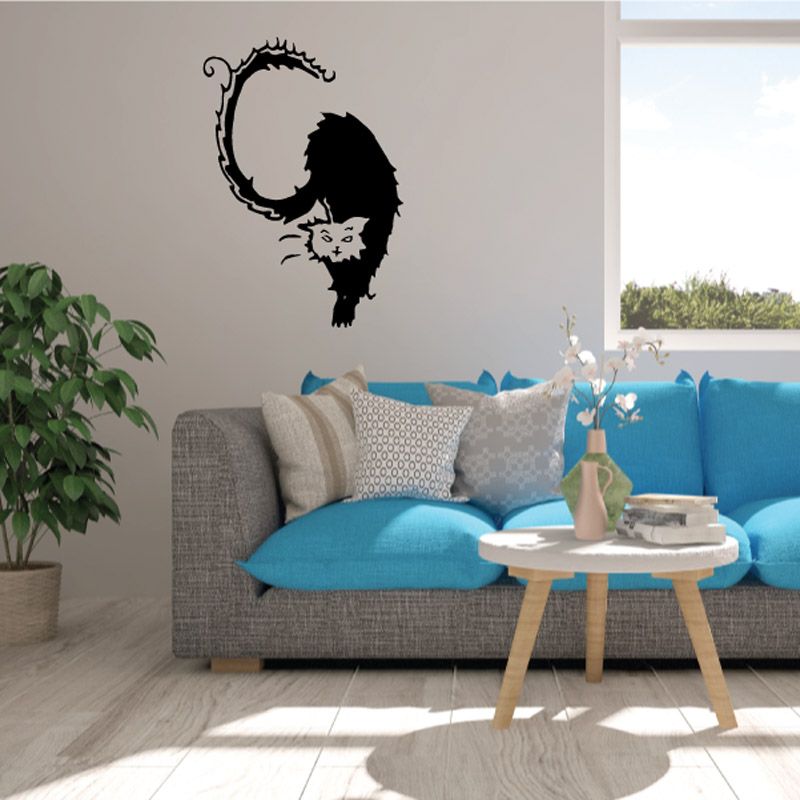 Image of Wet Long Tail Cat Decal