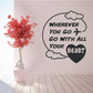 Wherever you go go with all your heart wall decal, black outline with heart and cloud accents