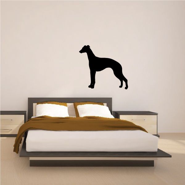Black whippet dog silhouette decal