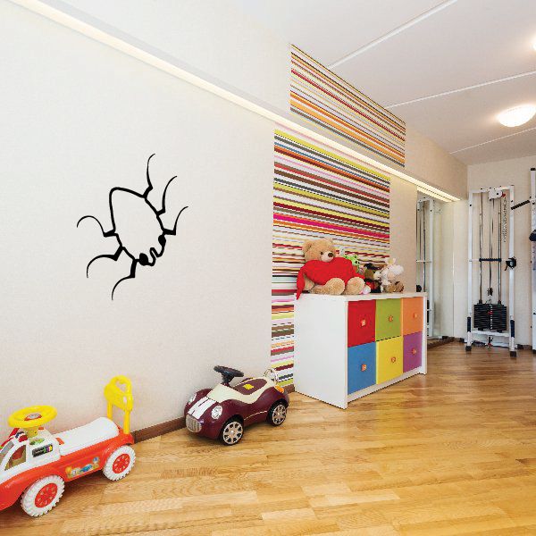 Black beetle wall decal with outlined wings and antennae