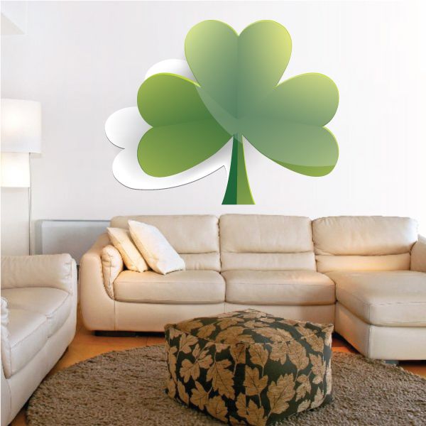 Image of White and Green 3 Leaf Clovers St Patrick's Day Sticker