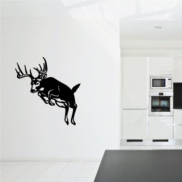 Image of White Tail Buck Leaping Over Decal